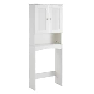 Ami 24 in. W x 62 in. H x 9 in. D White Bathroom Over The Toilet Storage Bathroom SpaceSaver with shelves With Doors