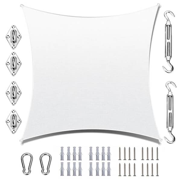AMGO 16 ft. x 20 ft. Rectangle Sun Shade Sail with Hardware Kit-White