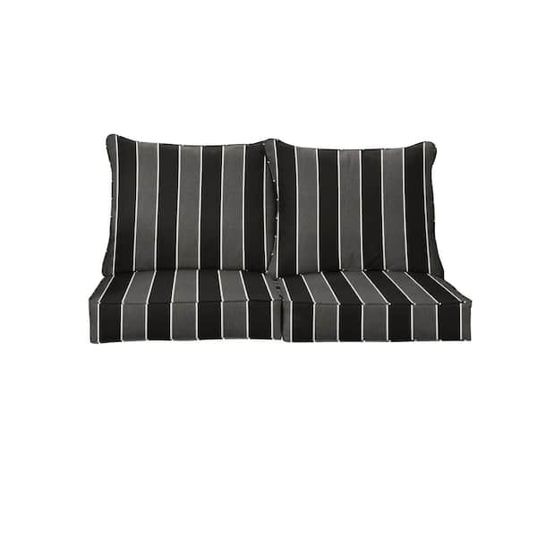 SORRA HOME 25 in. x 25 in. Sunbrella Deep Seating Indoor/Outdoor Loveseat Cushion in Peyton Granite