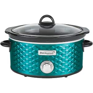 Scallop 4.5 Qt. Blue Slow Cooker with Tempered Glass Lid