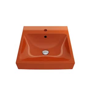 Scala Arch Wall-Mounted Orange 19 in. 1-Hole Fireclay Square Vessel Sink