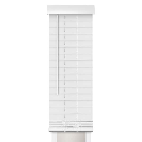 Perfect Lift Window Treatment Smooth White Cordless Room Darkening Faux Wood Sidelight Blind with 2 in. Slats - 11.5 in. W x 72 in. L
