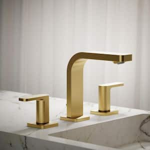 Parallel Double Handle 1.2 Gpm Widespread Bathroom Sink Faucet in Vibrant Brushed Moderne Brass