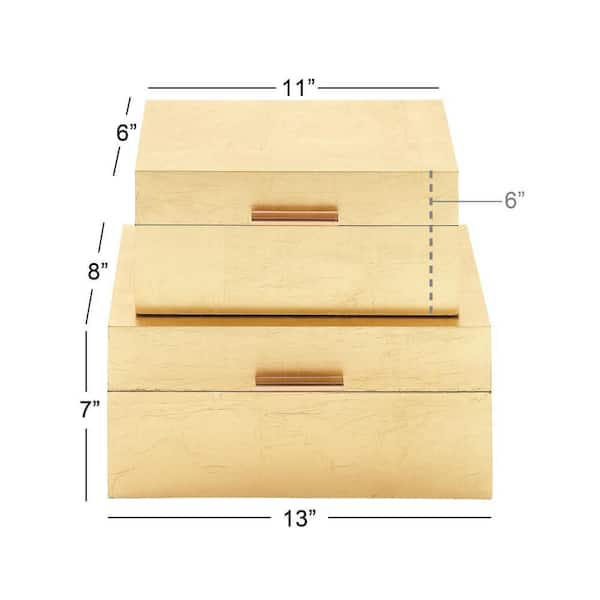 Rectangle Wood Box with Textured Foiled Exterior (Set of 2)