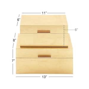 Rectangle Wood Box with Textured Foiled Exterior (Set of 2)
