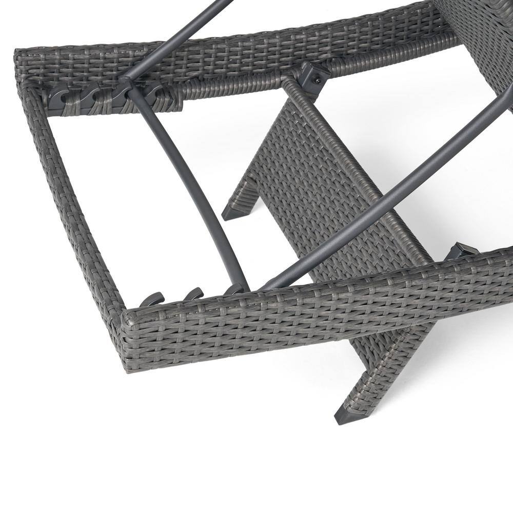 Red Cushioned Armless Wicker Outdoor Chaise Lounge Set