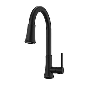 Pfirst Series Transitional Single-Handle Pull-Down Sprayer Kitchen Faucet in Matte Black