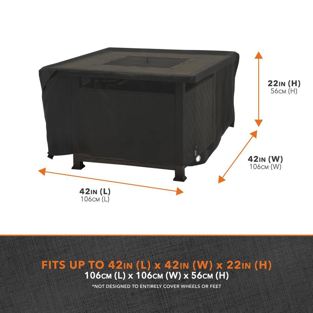 Classic Black 42 Inch Square Fire Pit Table Cover