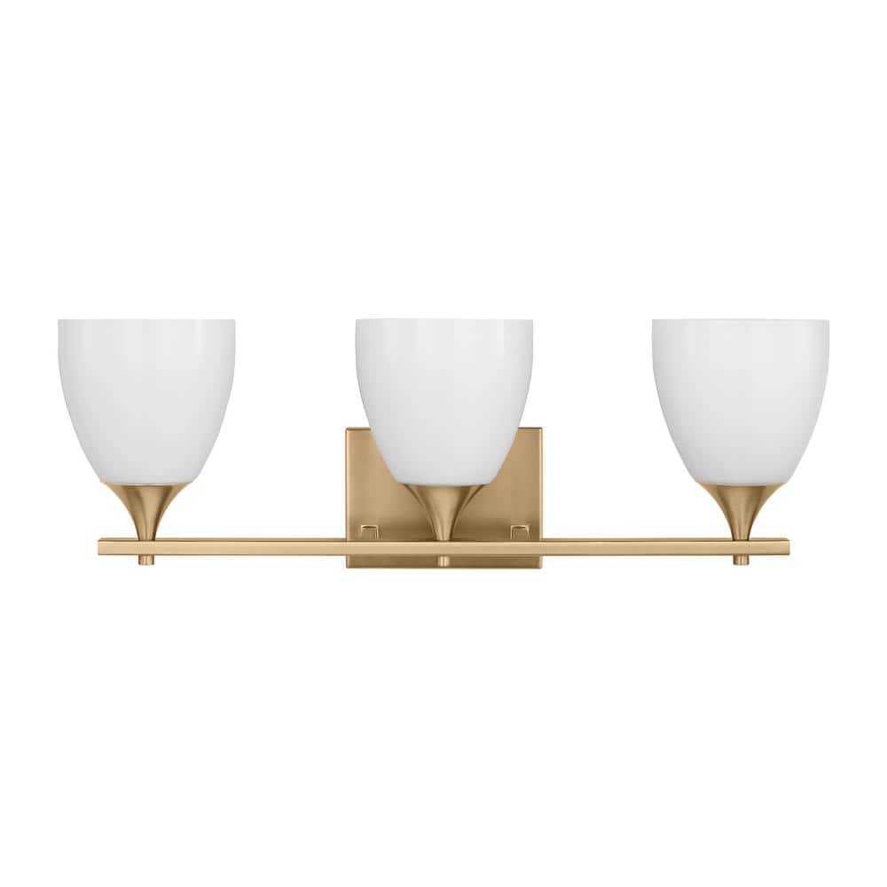Toffino Satin Brass and Milk Glass 3-Light Wall Sconce