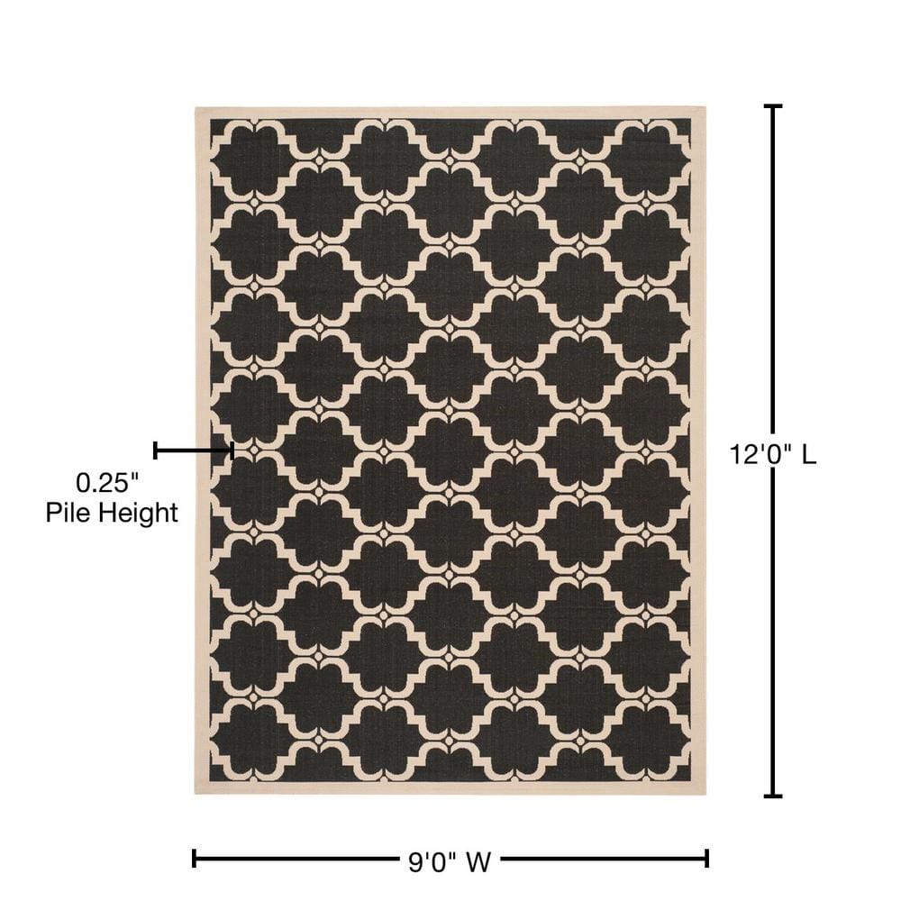 Safavieh 9' x 12' Black Synthetic Flat Woven Reversible Rug