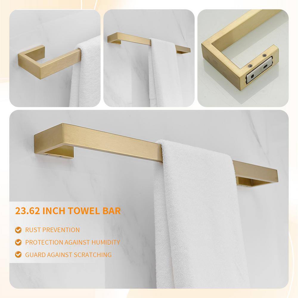 Brushed Gold 4-Piece Stainless Steel Bathroom Hardware Set