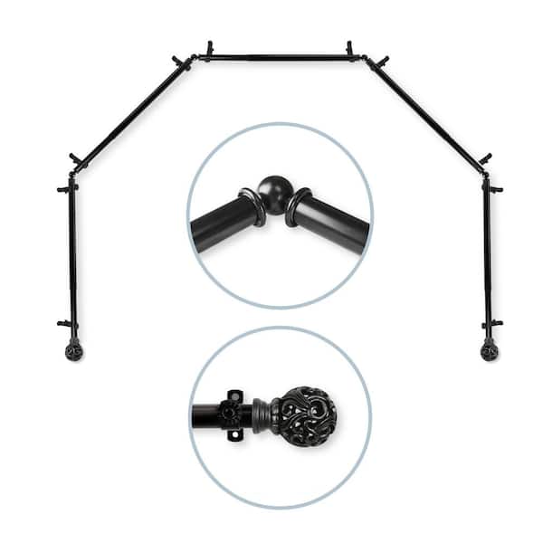 Rod Desyne Adora 5 to Sided 13/16 in. Dia Bay Window Single Curtain Rod in Black
