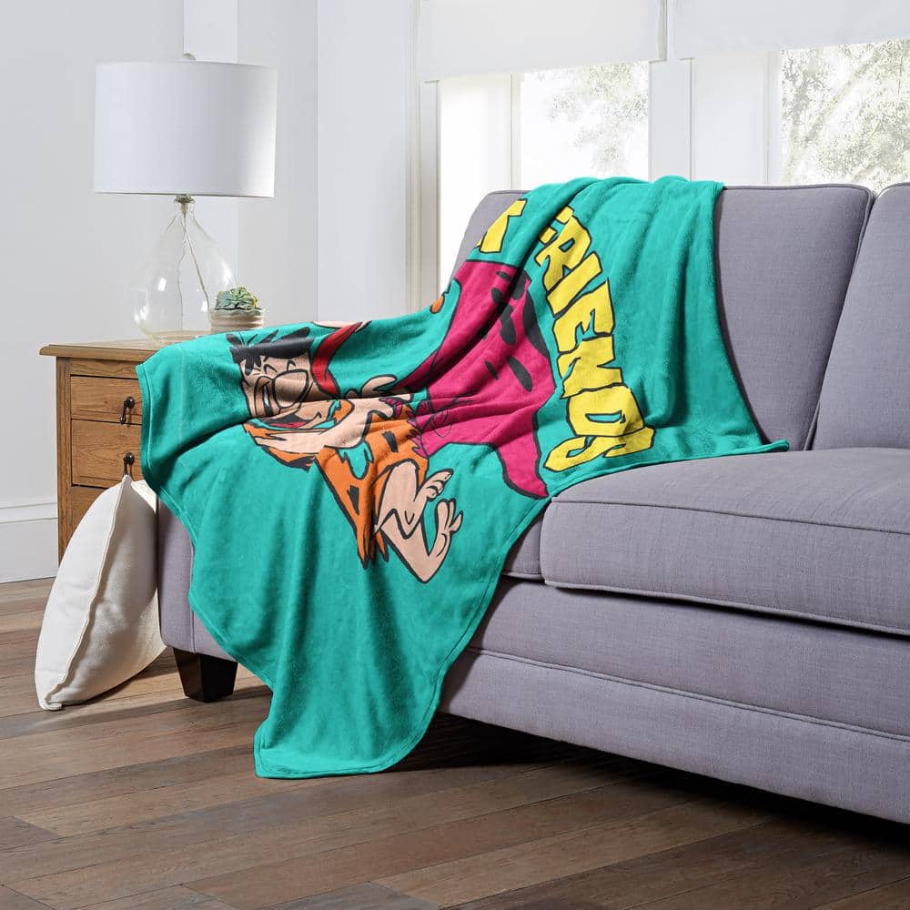 Flintstones Best Friends Teal and Pink Silk Touch Throw Blanket