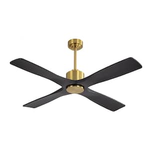 54 in. Indoor Ceiling Fan for Bedroom or Living Room, Gold and Black