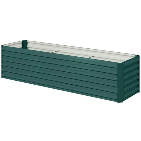 94 in. L x 23.5 in. W x 22.25 in. H Raised Garden Bed/Garden Bed, Metal Galvanized Planter, Dark Green