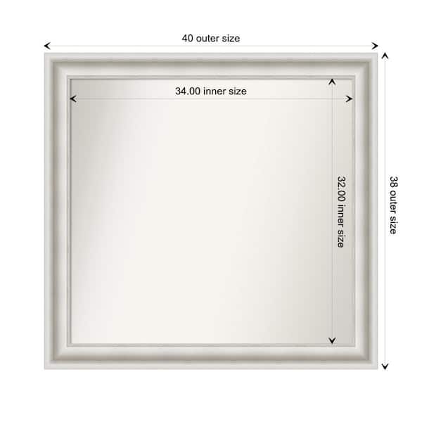 Amanti Art Parlor White 39.5 in. W x 37.5 in. H Custom Non-Beveled Recycled Polystyrene Framed Bathroom Vanity Wall Mirror