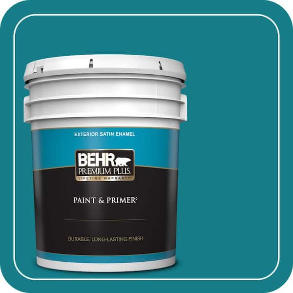 BEHR PREMIUM PLUS 5 gal. #PPU13-01 Caribe Satin Enamel Exterior Paint & Primer