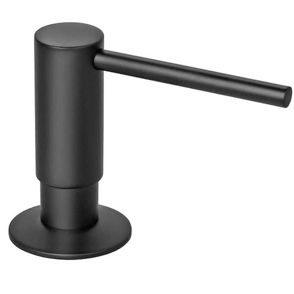 Countertop Kitchen Bathroom Black Matte Sink Soap Dispenser with Metal Pump Head Liquid Lotion and 17 oz. Bottle