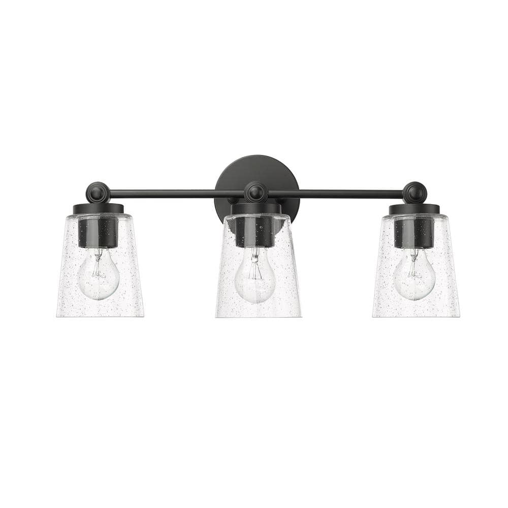 Lauryn 22 in. 3-Light Matte Black Vanity-Light Clear Seeded price history on PriceWatchPro
