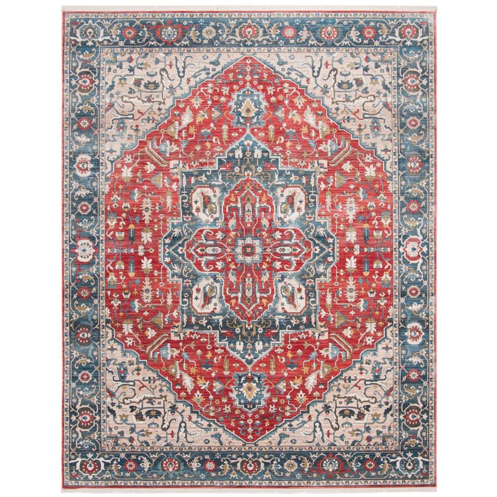 Red and Blue 8' x 10' Hand-knotted Synthetic Area Rug