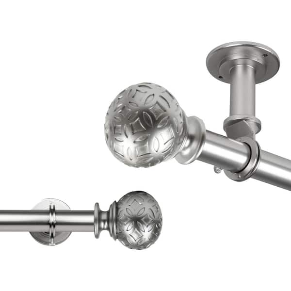 Rod Desyne Odelia Ceiling 120 in. - 170 in., 1 in. Dia Single Curtain Rod/ Room Divider in Satin Nickel