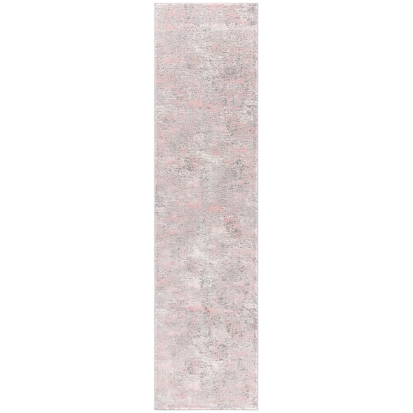 Meadow 2 ft. x 7 ft. Gray/Pink Distressed Marble Runner Rug