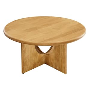 Rivian 34 in. Oak Round Solid Wood Coffee Table