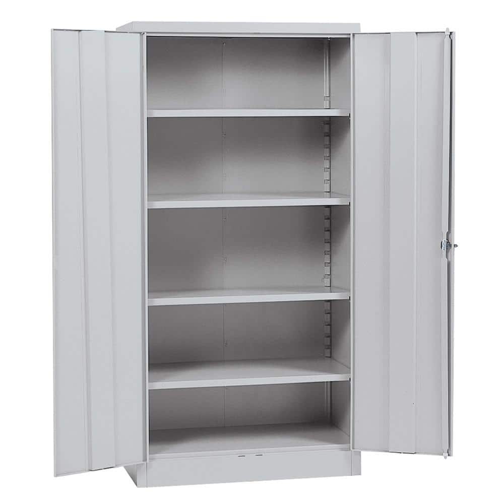 Freestanding Lockable Dove Gray Office Cabinet with 4 Adjustable Shelves