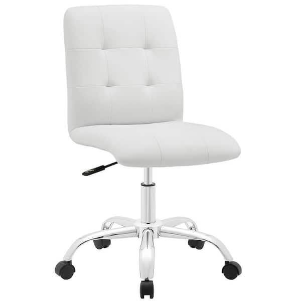 MODWAY 23.5 in. Width Standard White Faux Leather Task Chair with Swivel Seat