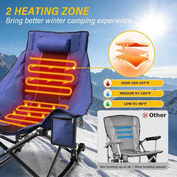 SEEUTEK Heated Camping Rocking Chair, Dual-Zone 3-Level Heated