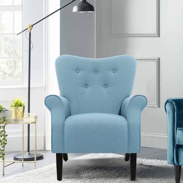 Soft Velvet Material Accent Chair Home Chair with Black Legs in Mint Green