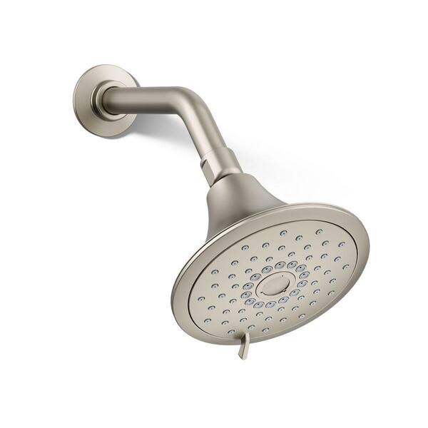 KOHLER Forte 3-Spray Patterns with 2.5 GPM 5.5 in. Wall Mount Fixed Shower Head in Vibrant Brushed Nickel