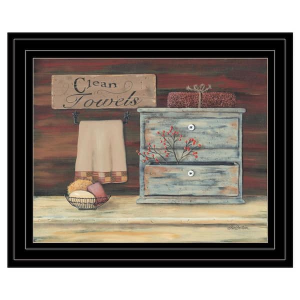 HomeRoots Charlie Clean Towels 1-Piece Framed Wall Art 14 in. x 17 in.