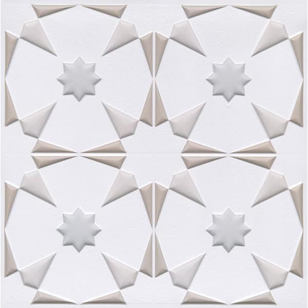 Off-White Vega W 10 in. x H 10 in. Embossed PVC Peel and Stick Tile Backsplash (2.7 sq. ft./pack)