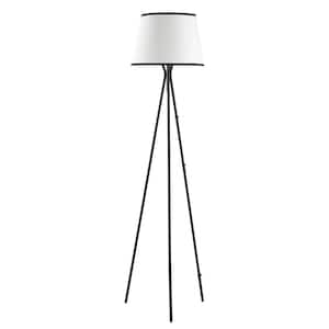 EnchantGlow 67 in. 1-Light Modern Black Tripod Floor Lamp for Living Room with Metal Shade