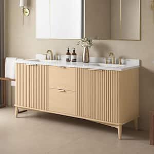 Gabi 72 in. W x 22.1 in. D x 34.5 in. H Double Sink Bath Vanity in Rustic Ash with White Engineered Marble Top