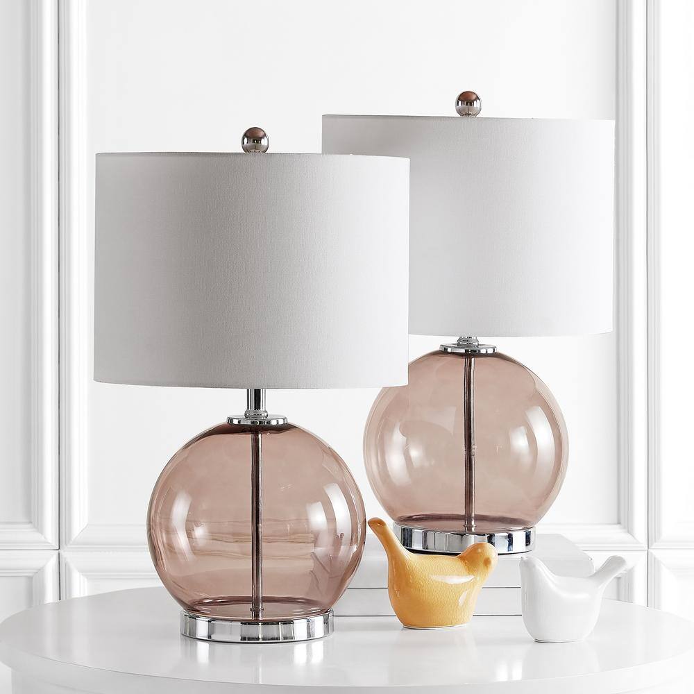 Lonni 22.5" Smoked Grey Glass Table Lamp Set with White Shade