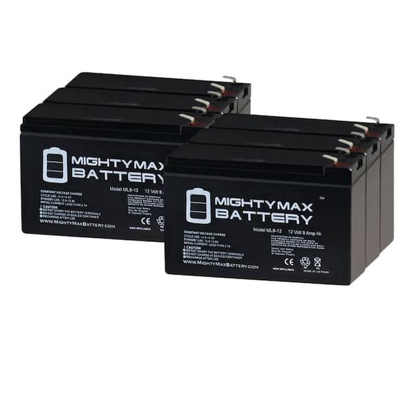 MIGHTY MAX BATTERY 12V 9Ah SLA Replacement Battery for APC Back-UPS RS BR1300LCD-6Pack