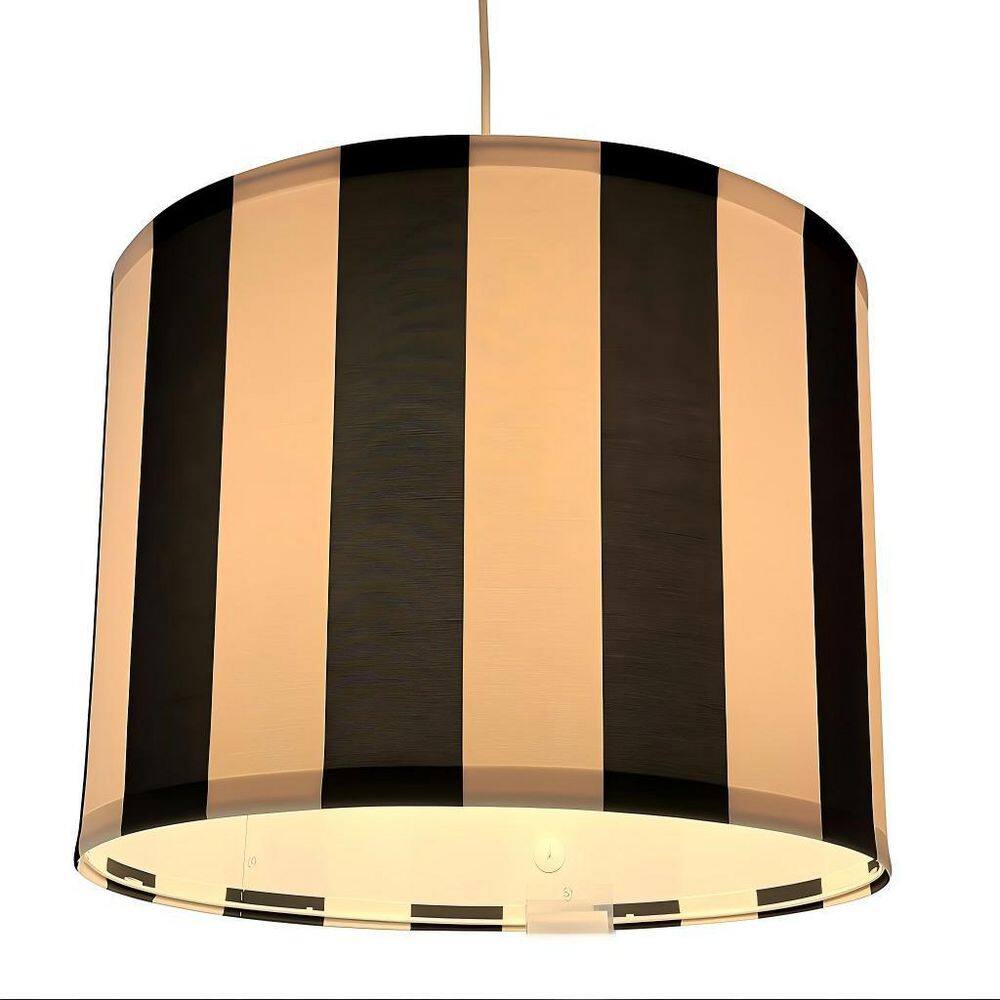 2-Pack Modern 12.6 in. 1-Light Black and White Drum Chandelier Light w/ Striped Fabric Shade, Adjustable Cord (No Blubs) price history on PriceWatchPro