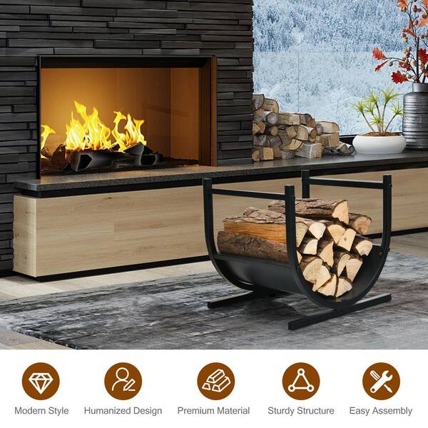 Modern Square Premium Firewood Log Basket Wood Buring Stove Kindling with Drawer 