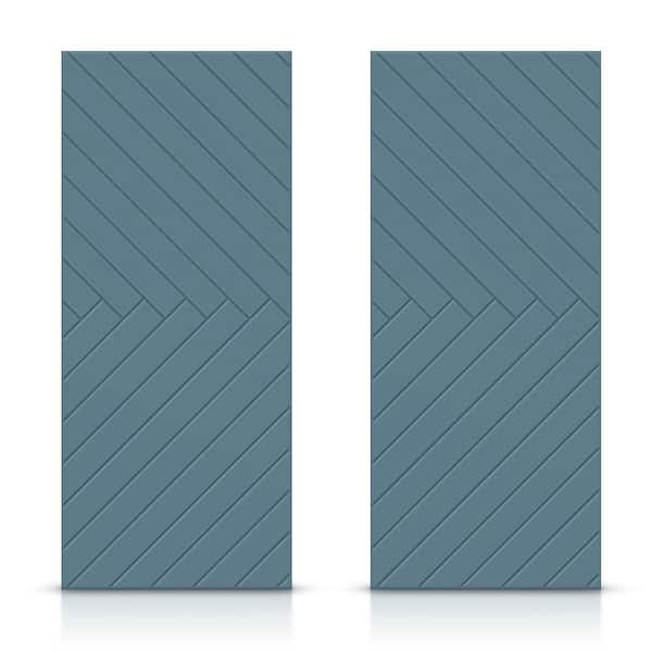 CALHOME 48 in. x 80 in. Hollow Core Dignity Blue Painted Composite MDF Interior Double Closet Sliding Doors