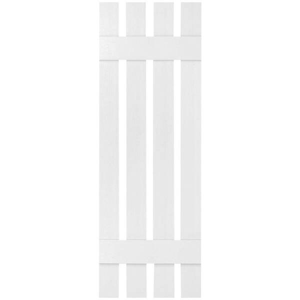 Ekena Millwork 16-1/4 in. x 47 in. Lifetime Vinyl Custom Four Board Spaced Board and Batten Shutters Pair Bright White