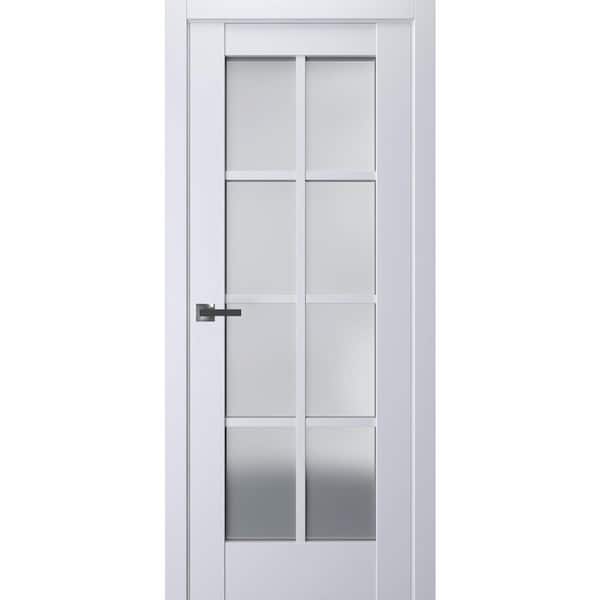 Sartodoors 30 in. x 80 in. 1 Panel White Finished Solid Wood Sliding Door with Hardware
