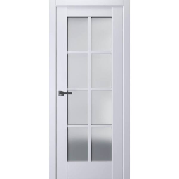 32 in. x 96 in. 1 Panel White Finished Solid Wood Sliding Door with Hardware