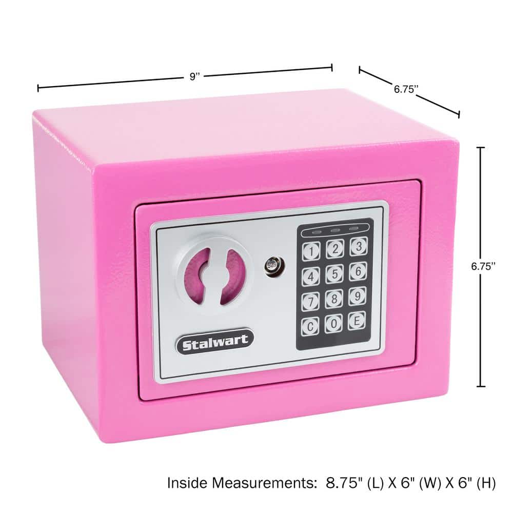 Compact Pink Steel Electronic Safe Box with Keypad