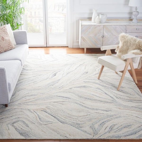 Metro 10 ft. x 14 ft. Ivory/Gray Arbor Swirl Area Rug