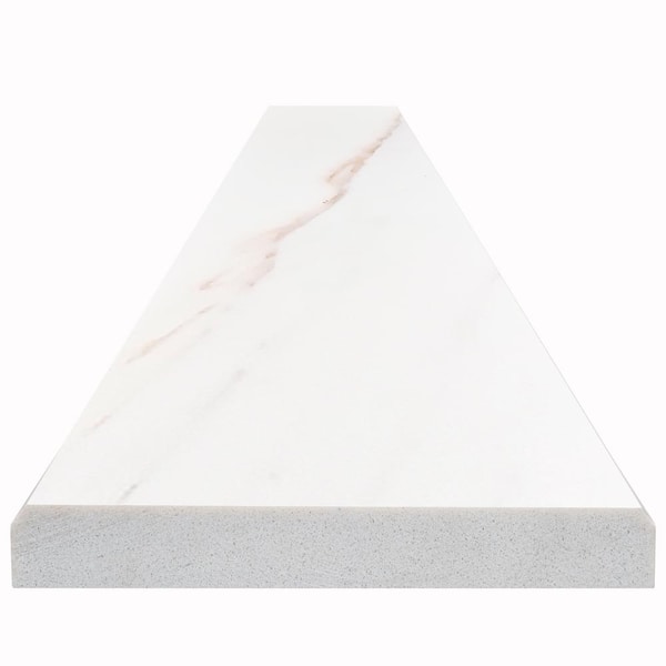 Calacatta Nowy White Single Beveled 6 in. x 73 in. Polished Marble Floor and Wall Tile (6.08 linear ft.) Calacatta Nowy White Single Beveled 6 in. x 73 in. Polished Marble Floor and Wall Tile (6.08 linear ft.)
