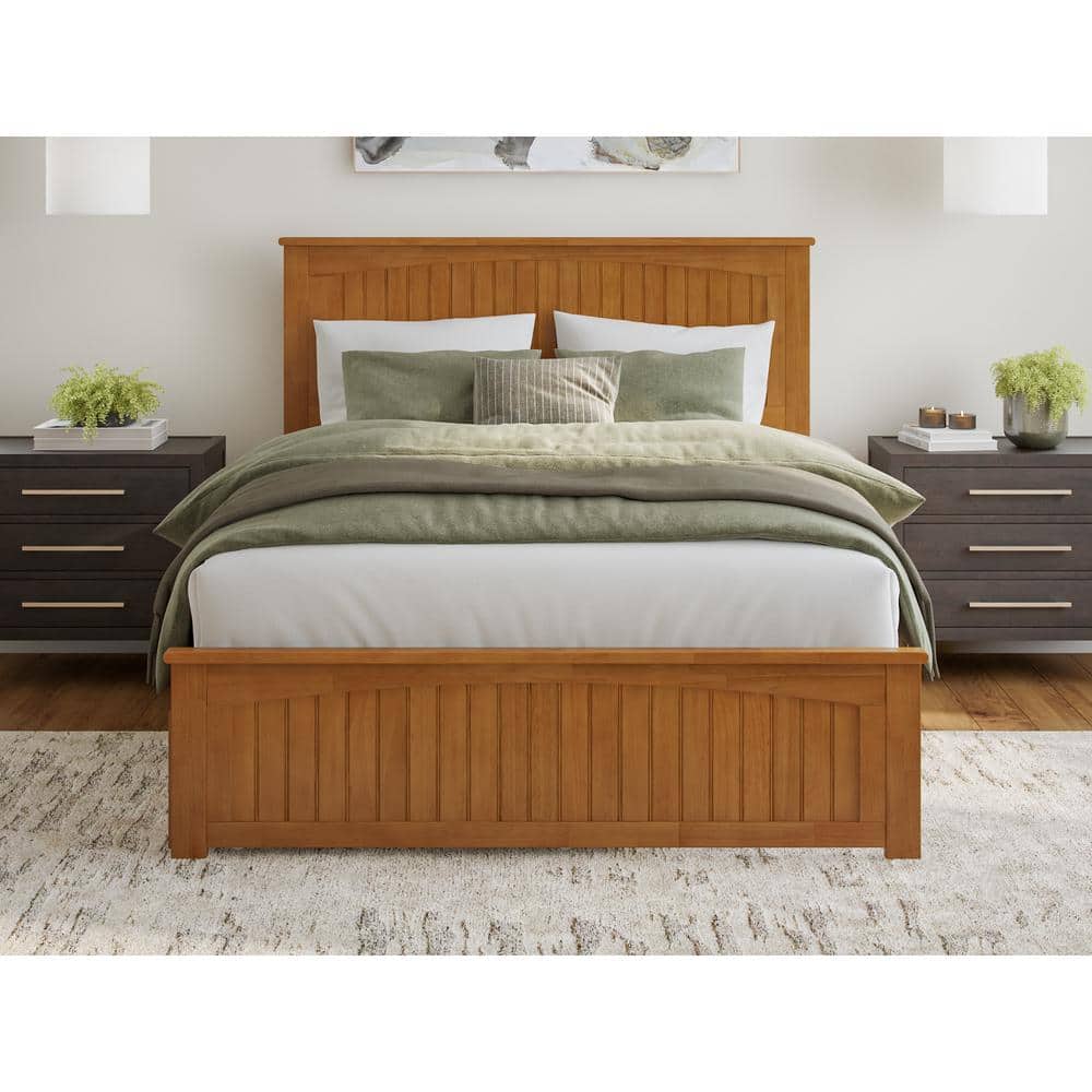 Nantucket Light Toffee Queen Wood Platform Bed with Slats