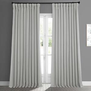 Oyster White Faux Linen Extra Wide Room Darkening Curtain - 100 in. W X 120 in. L (1 Panel)