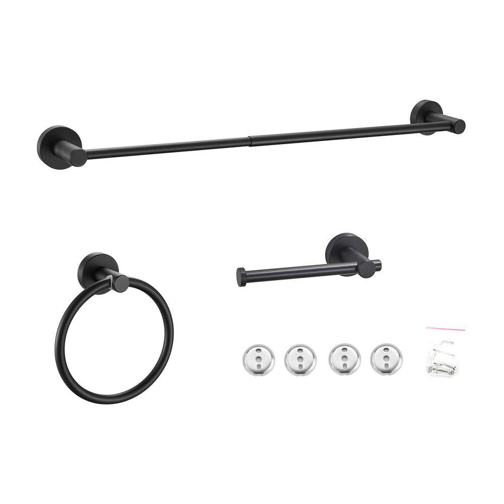 Matte Black 3-Piece Metal Bathroom Hardware Set